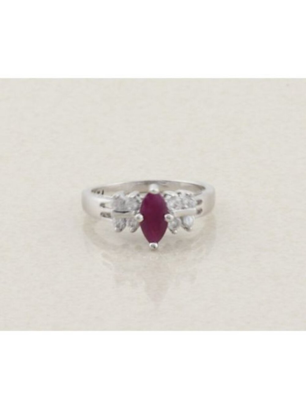 Sterling Silver Natural Ruby and CZ Ring Size 5 Woman Teen Child Pinky
